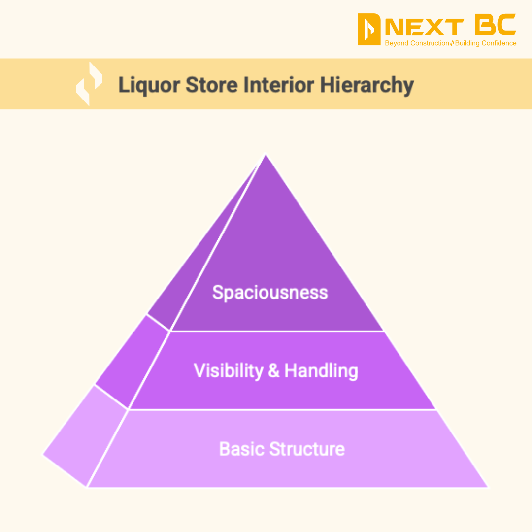 Liquor store interior hierarchy pyramid graphic